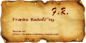 Franke Radvány névjegykártya
